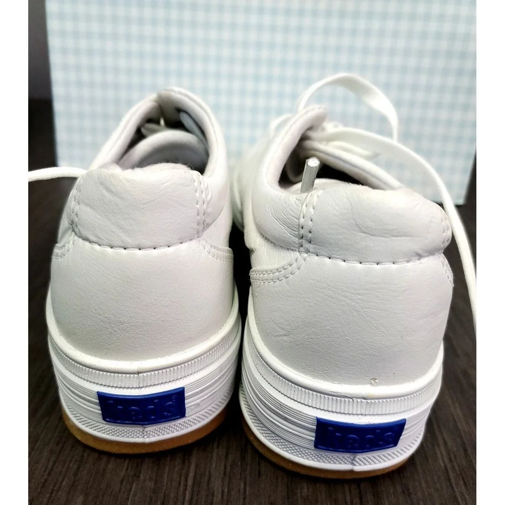 Keds womens stretch leather white‎ sneakers lace up Size 6.5M New WF9437M